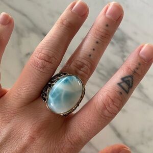 Blue Oval Stone Ring